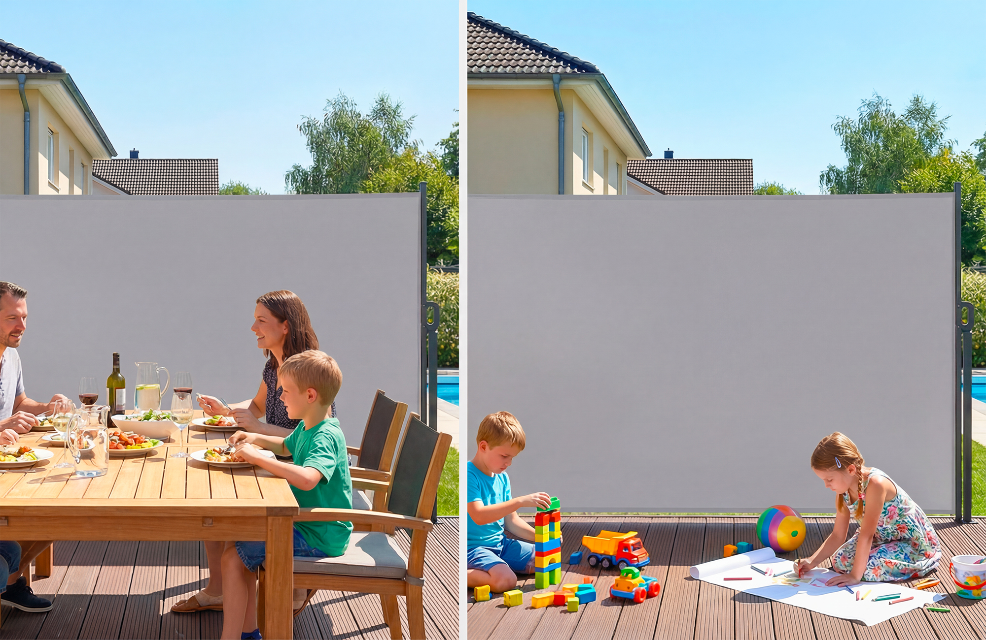 Copertină laterală retractabilă PILAT 3x1,8 m gri deschis 4