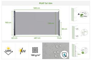 Paravent extérieur rétractable PILAT 5x1,6 m gris clair 13