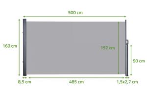 Paravent extérieur rétractable PILAT 5x1,6 m gris clair 2