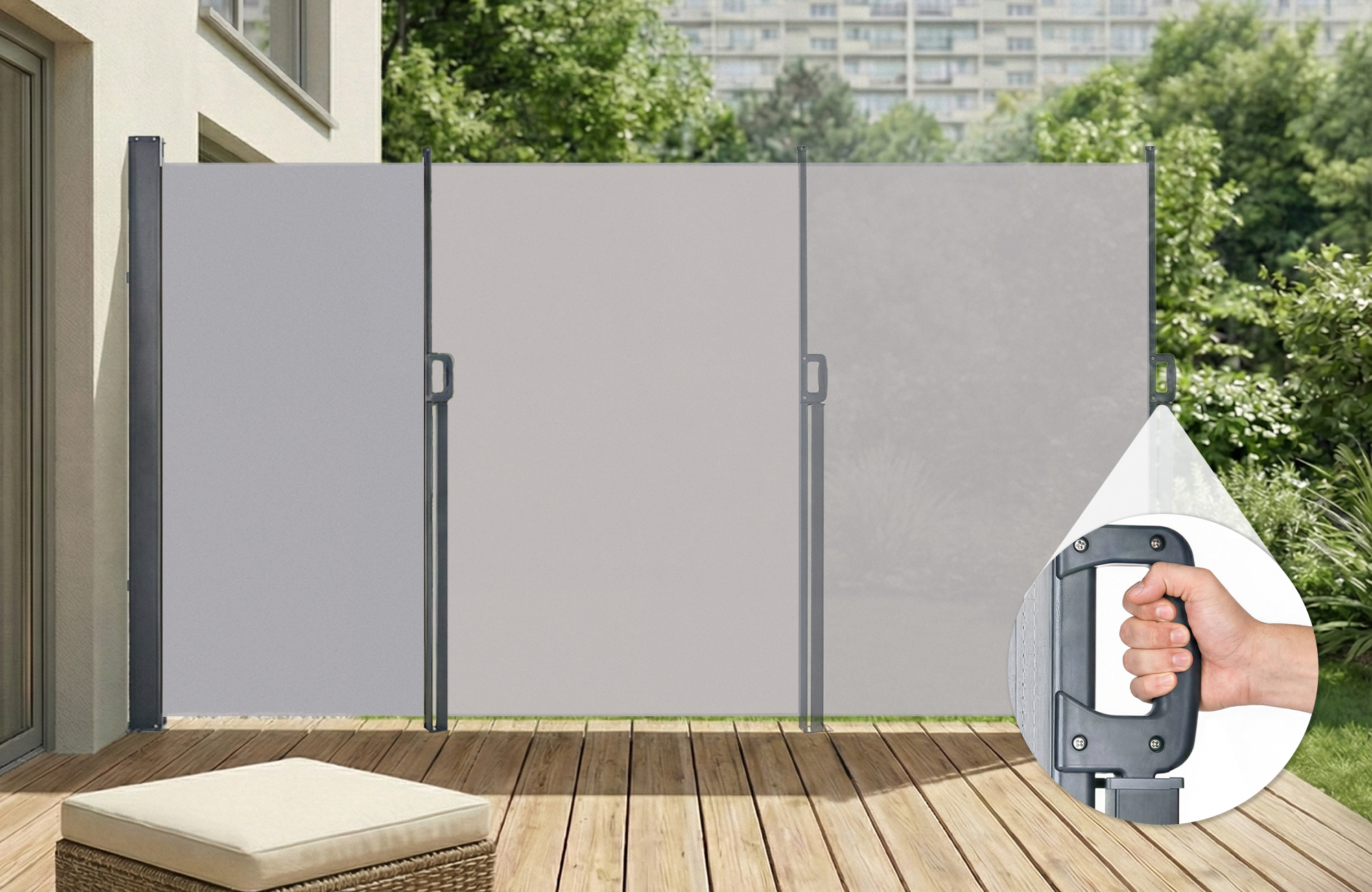 PILAT kihúzható oldalsó napellenző 5x1,6 m világosszürke 3