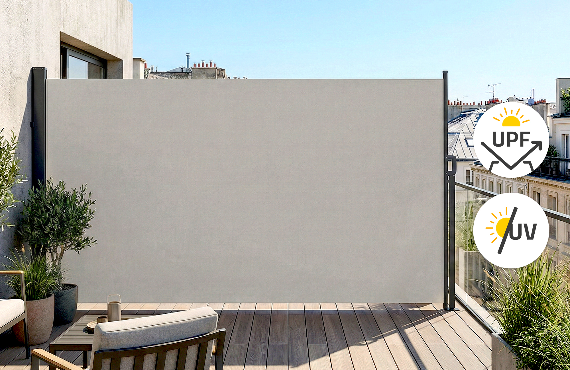 PILAT kihúzható oldalsó napellenző 5x1,6 m világosszürke 5