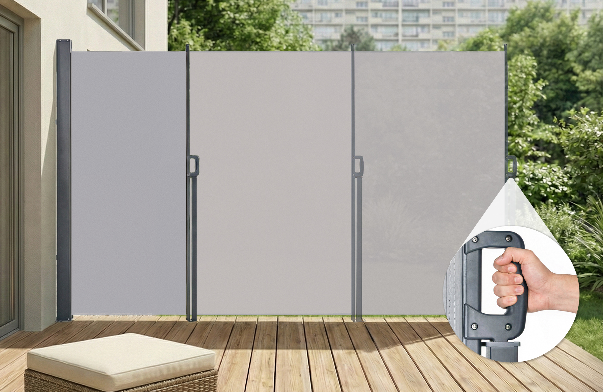 PILAT kihúzható oldalsó napellenző 5x1,8 m világosszürke 3