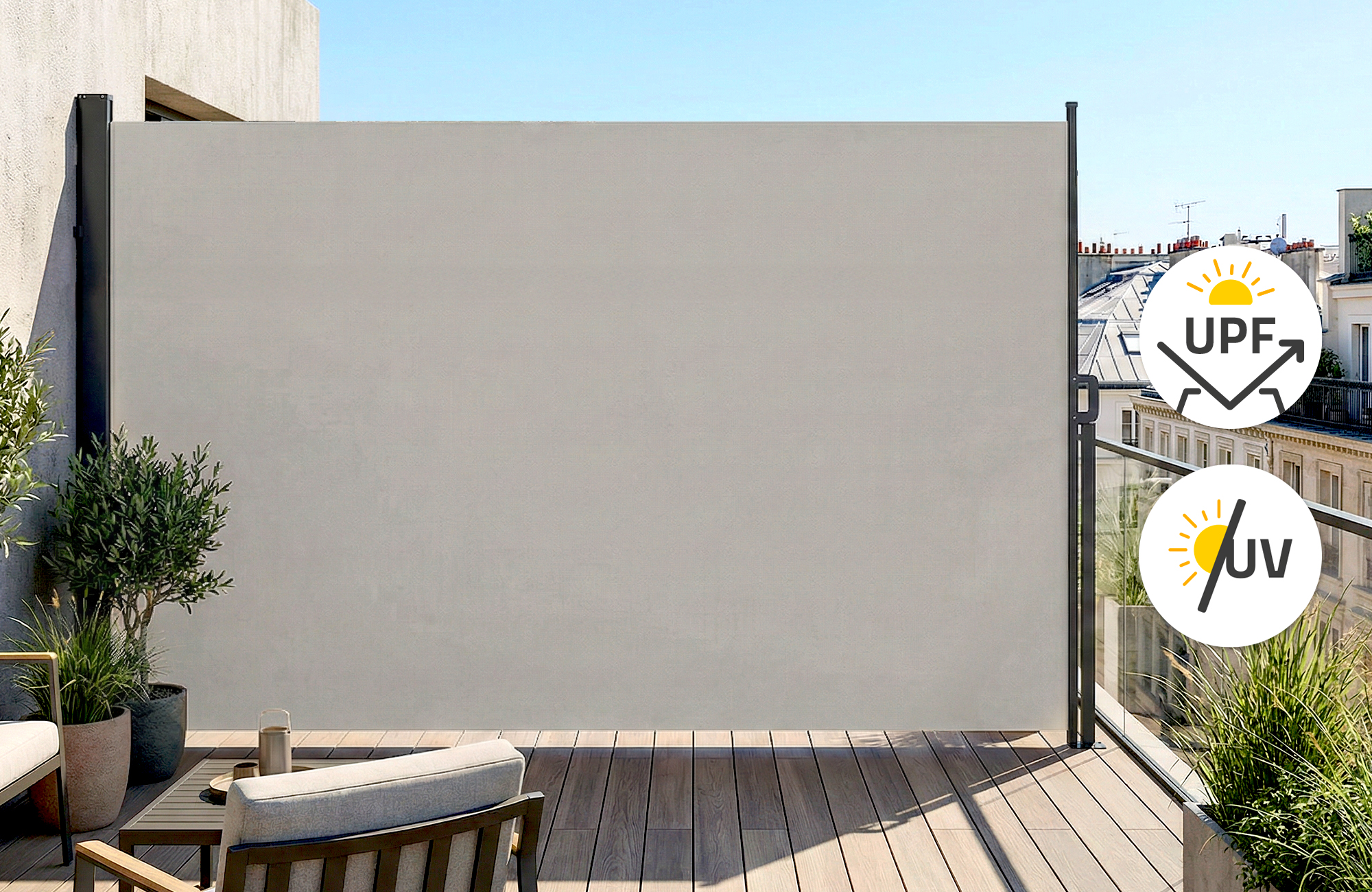 PILAT kihúzható oldalsó napellenző 5x1,8 m világosszürke 5