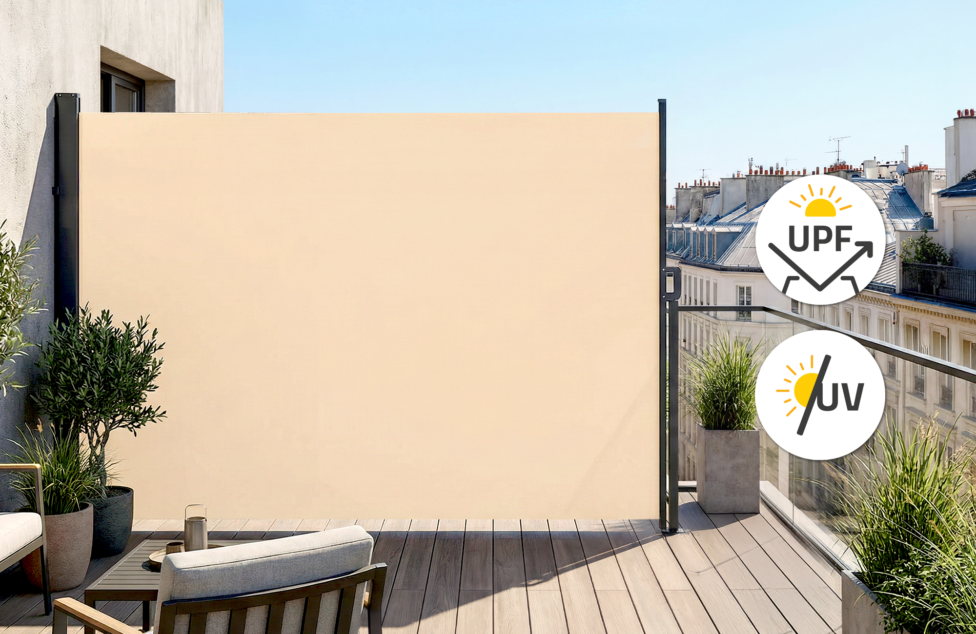 PILAT 3x1.6m beige retractable side awning 6