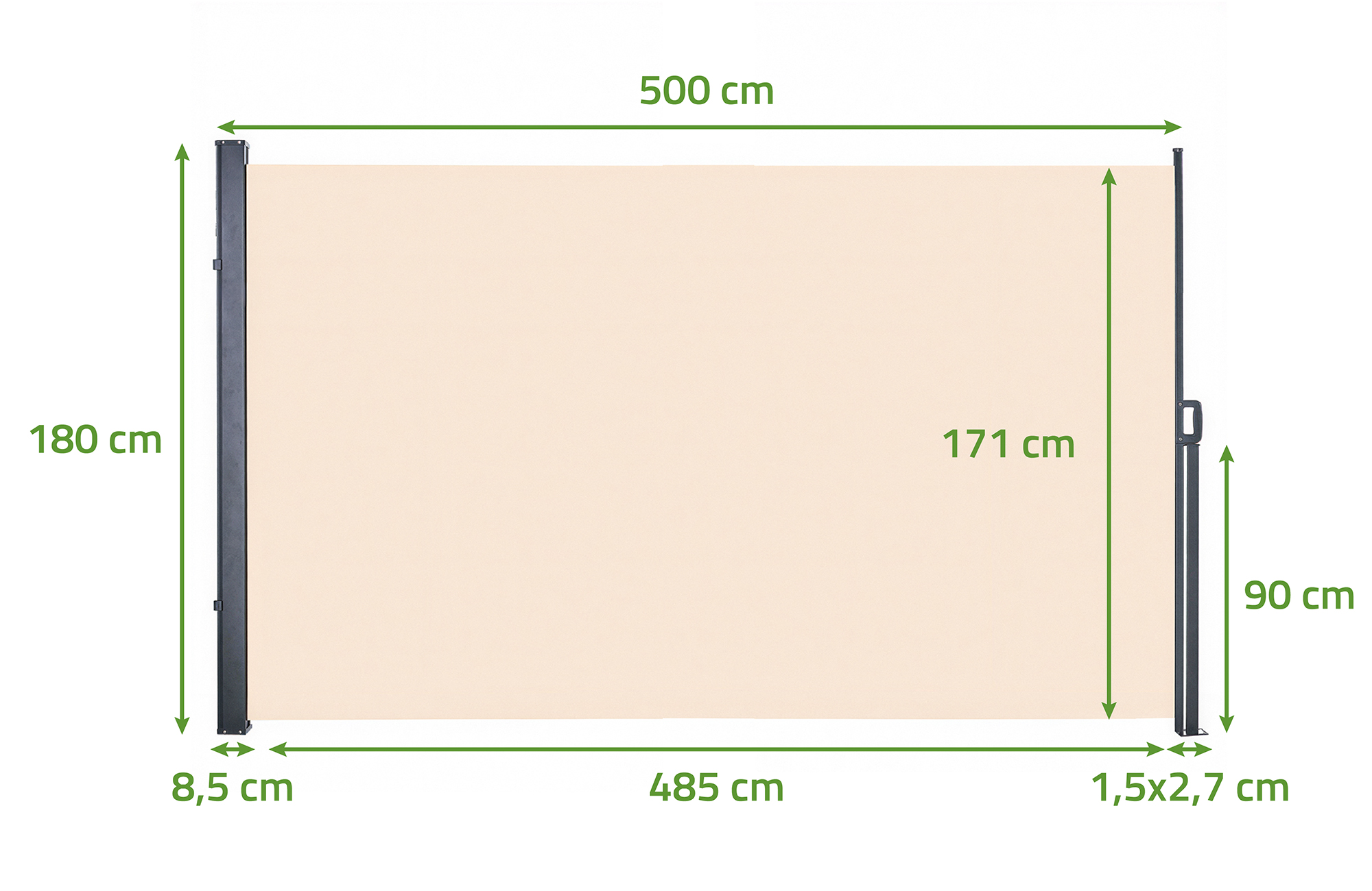 Toldo lateral retrátil PILAT 3x1,8m bege 2