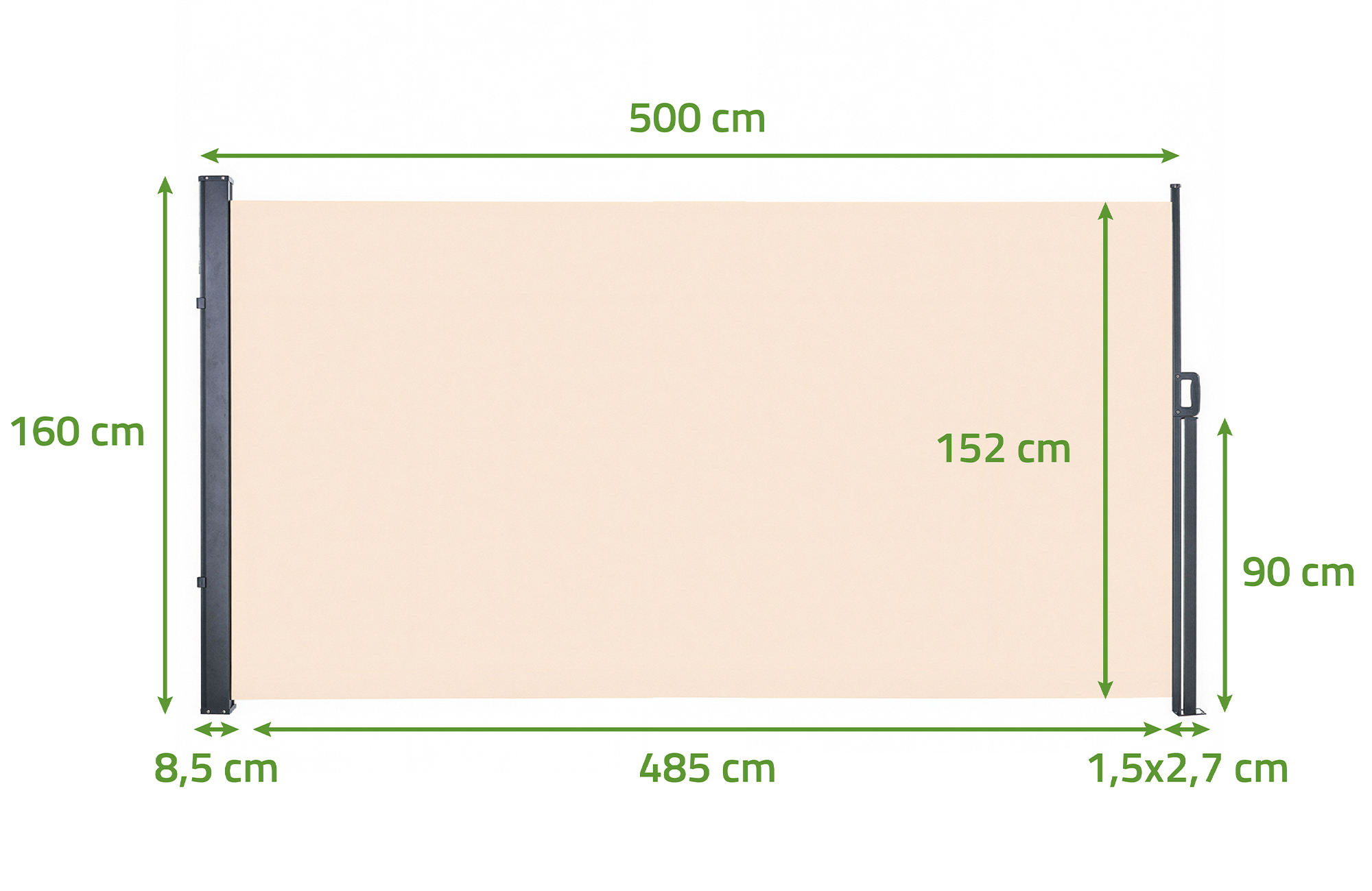 PILAT boční výsuvná markýza 5x1,6 m béžová 2