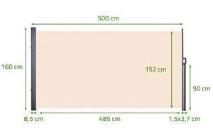 PILAT retractable side awning 5x1.6 m beige 2