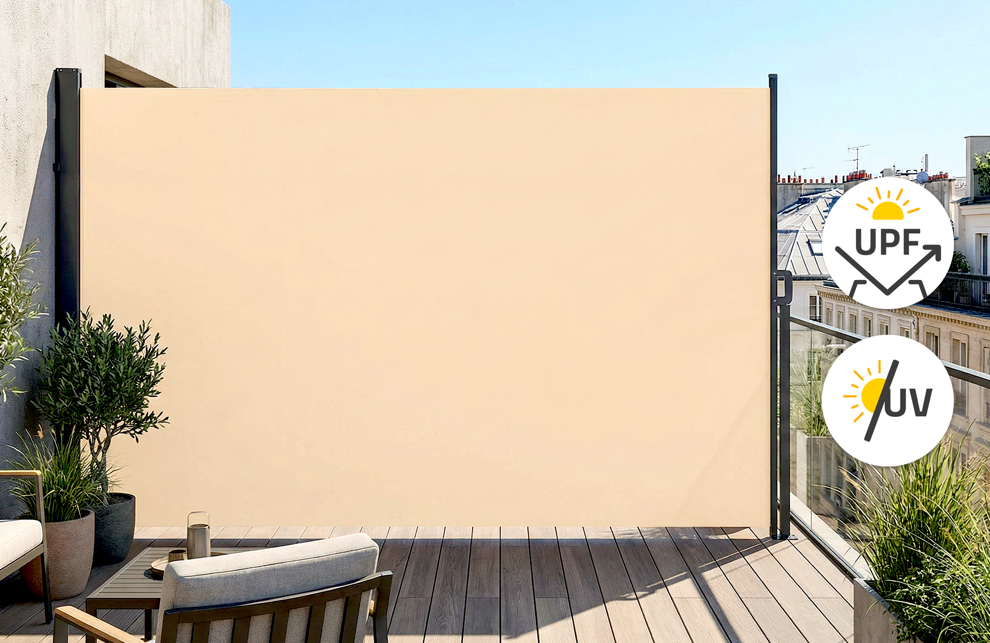 PILAT kihúzható oldalsó napellenző 5x1,8 m bézs 5