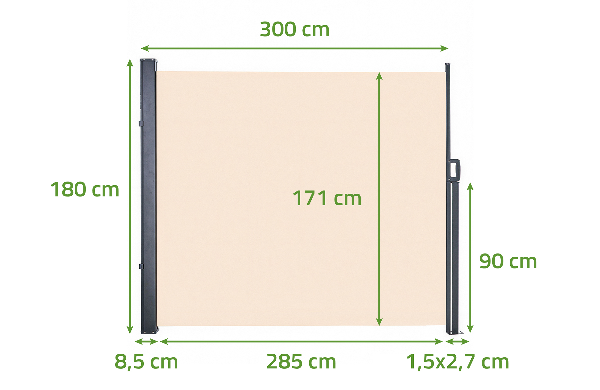 PILAT kihúzható oldalsó napellenző 5x1,8 m bézs 2