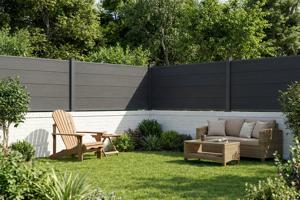 Gard compozit STOCKHORN de 10 m, înălțime 90 cm, pe plăci de bază gri 30
