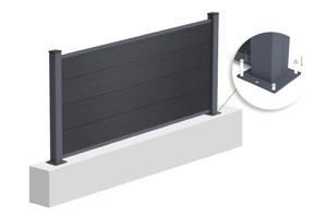 Clôture bois composite 2m STOCKHORN H.90cm sur platine gris 5