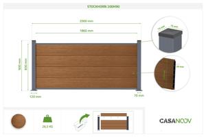 Composite fence 10m STOCKHORN H.90cm on teak plate 18
