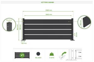 VETTORO 2m x V.80cm poloprolamovaný černý ocelový plot 2