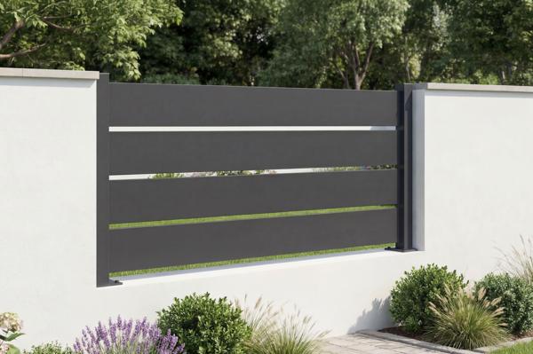 VETTORO 2m x H.80cm semi-openwork black steel fence main image