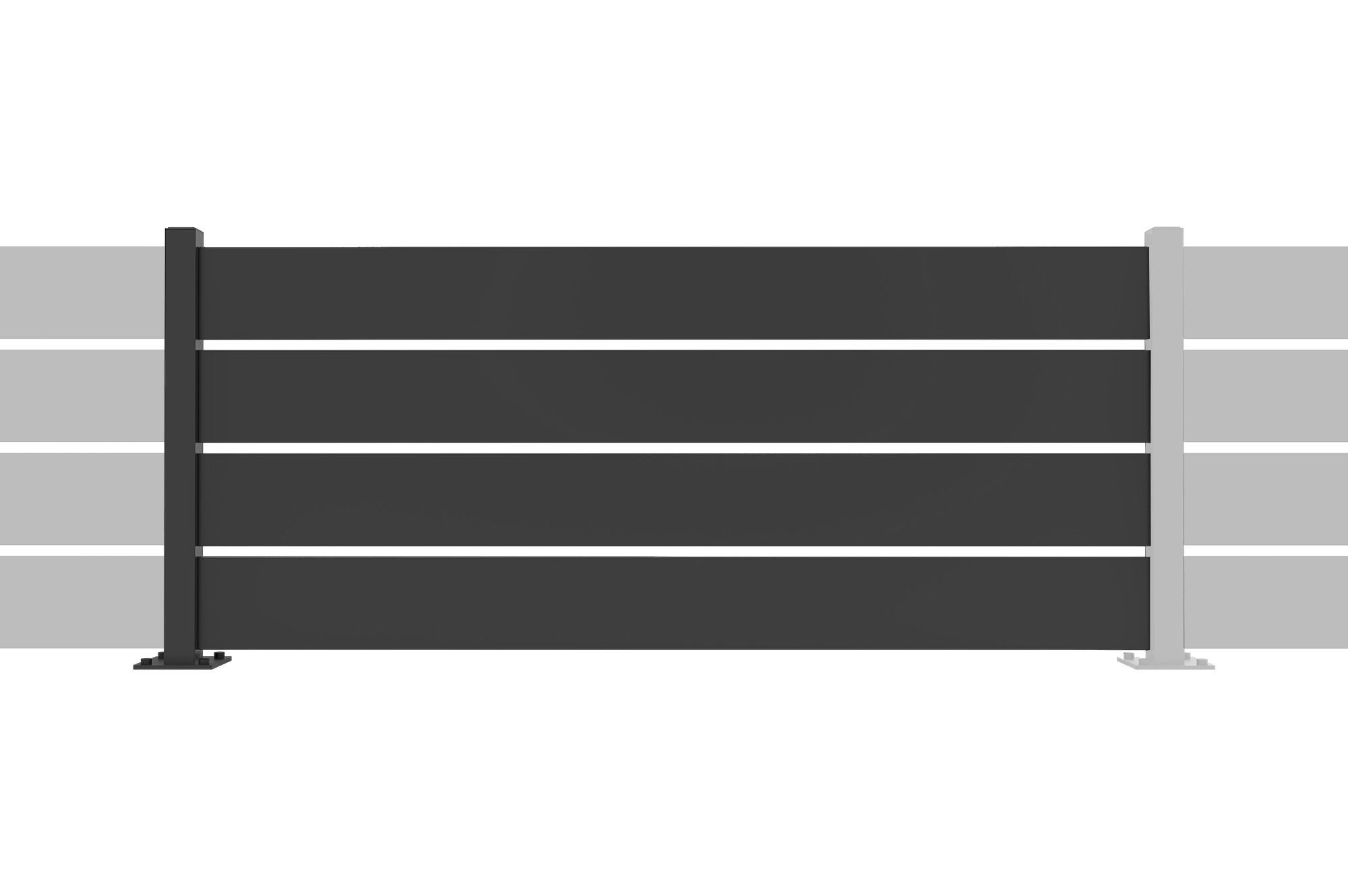 VELINO komplet za podaljšanje pol-otvorene črne jeklene ograje 2 m x V,80 cm 1
