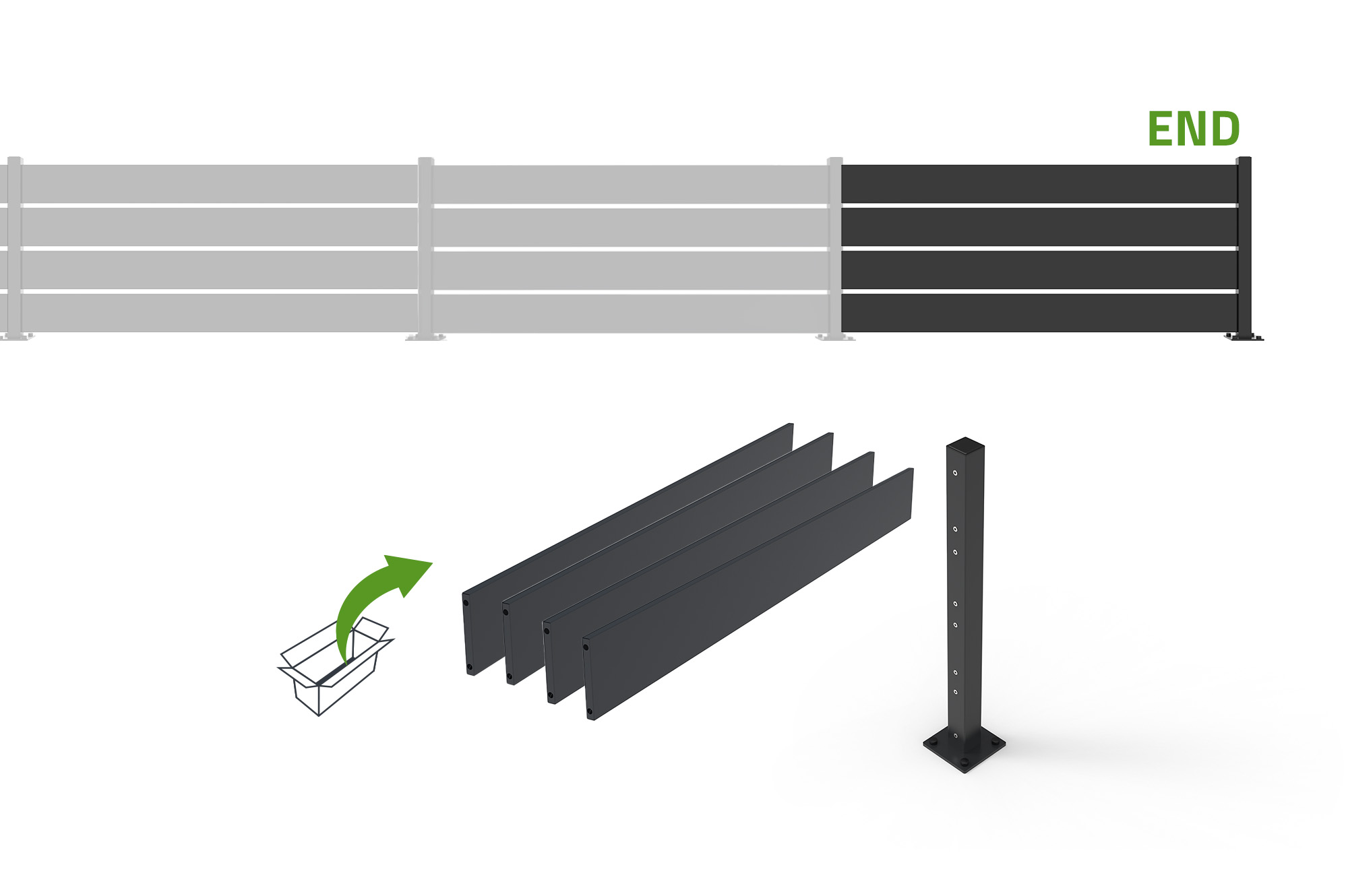 VELINO daļēji ažūra melna tērauda žoga komplekts, 2m x A80cm 2