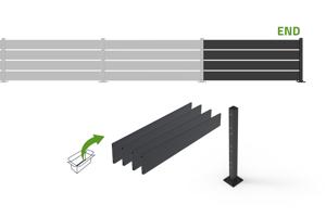 Semi-openwork black steel fence with corner post VELINO 6m H.80cm 13