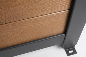 Portail bois composite battant 3,5m ATHOS H.160cm teck avec cadre aluminium + portillon composite ATHOS 1m H.160cm 24