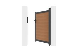 Portail bois composite battant 3,5m ATHOS H.160cm teck avec cadre aluminium + portillon composite ATHOS 1m H.160cm 31
