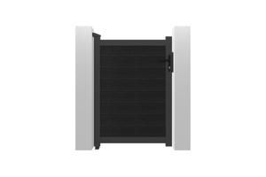 Portail bois composite battant 3m ATHOS H.140cm gris anthracite avec cadre aluminium + portillon composite ATHOS 1m H.140cm 29