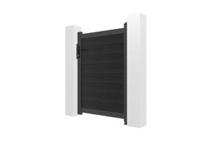 Portail bois composite battant 3m ATHOS H.140cm gris anthracite avec cadre aluminium + portillon composite ATHOS 1m H.140cm 20