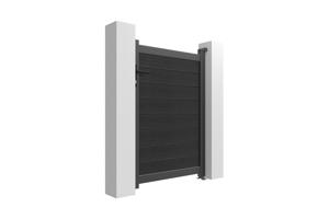 Portail bois composite battant 3m ATHOS H.140cm gris anthracite avec cadre aluminium + portillon composite ATHOS 1m H.140cm 19
