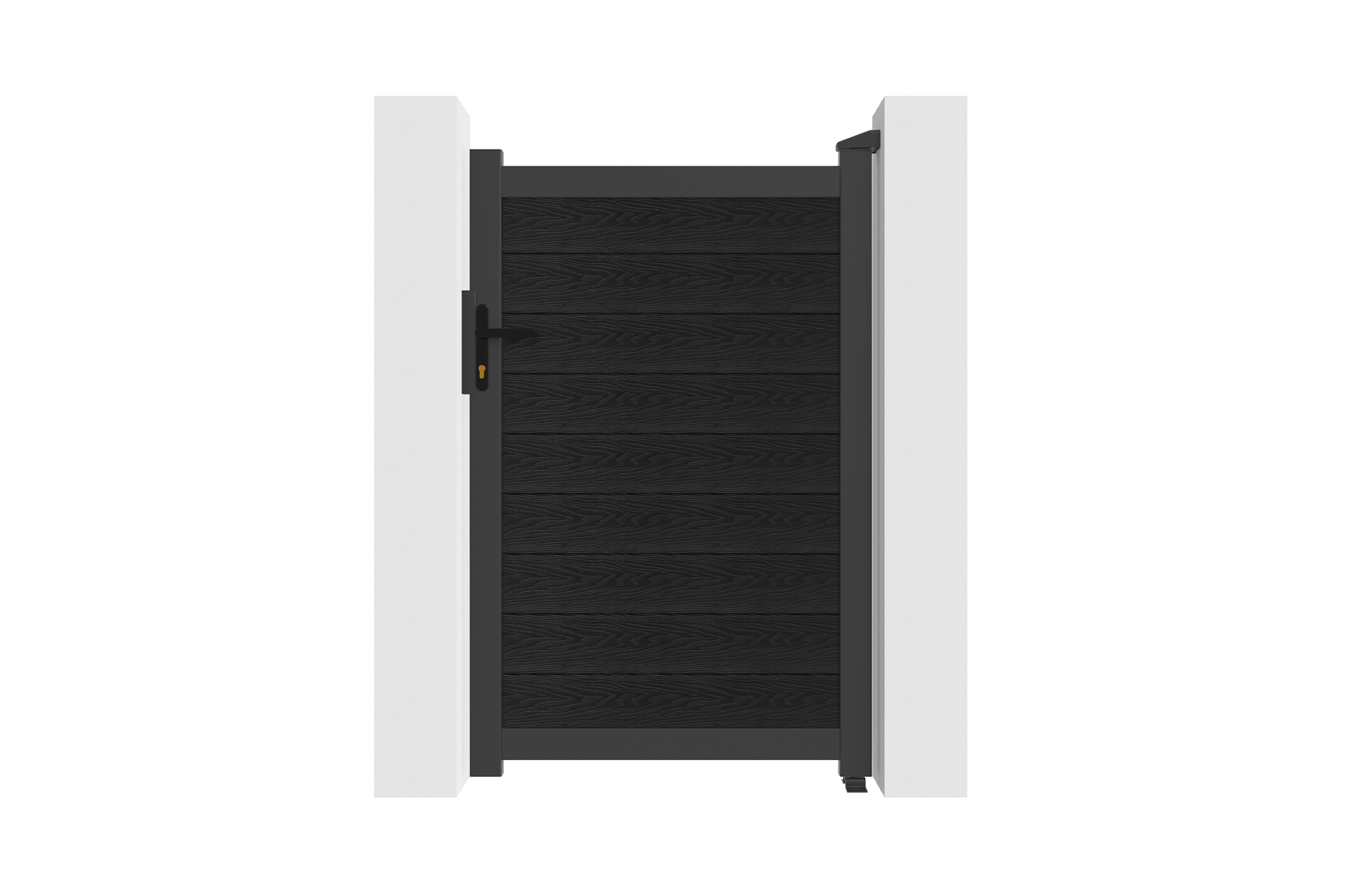 ATHOS 3m H.160cm Anthracite Grey Composite Wood Swing Gate with Aluminium Frame + ATHOS 1m H.160cm Composite Pedestrian Gate 18