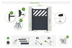 Portillon ajustable en largeur 1m HELMIS H.140cm aluminium gris 5