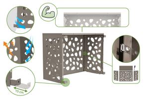 ANETO SUNNY aluminum cover for air conditioner & heat pump, taupe - size S 9