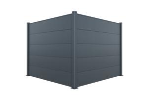 Valla de aluminio con lamas anchas de 10 m de altura, 150 mm, gris antracita - ALPIS 3