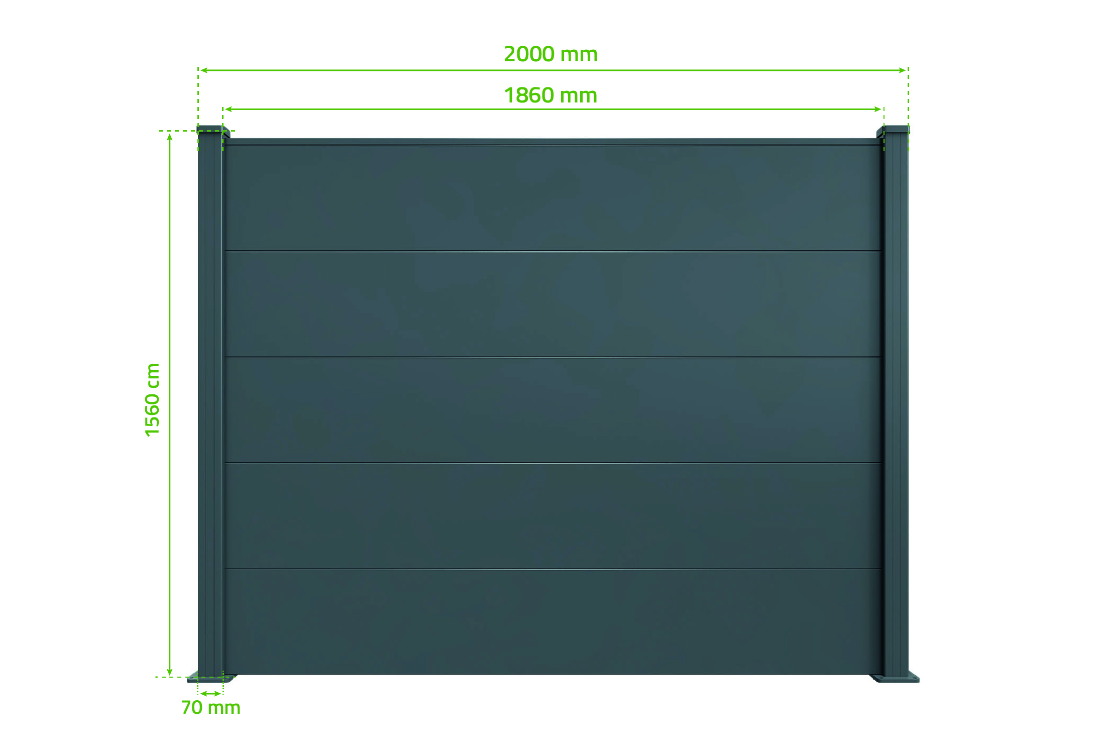 Valla de aluminio con lamas anchas de 10 m de altura, 150 mm, gris antracita - ALPIS 4