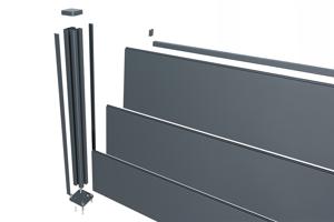 Valla de aluminio con lamas anchas de 10 m de altura, 150 mm, gris antracita - ALPIS 9
