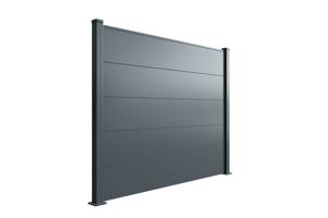 Valla de aluminio con lamas anchas de 10 m de altura, 150 mm, gris antracita - ALPIS 12