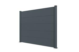 Valla de aluminio con lamas anchas de 10 m de altura, 150 mm, gris antracita - ALPIS 11