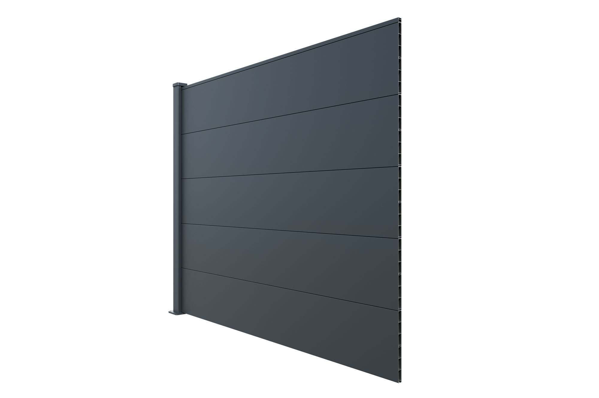 Valla de aluminio con lamas anchas de 10 m de altura, 150 mm, gris antracita - ALPIS 16