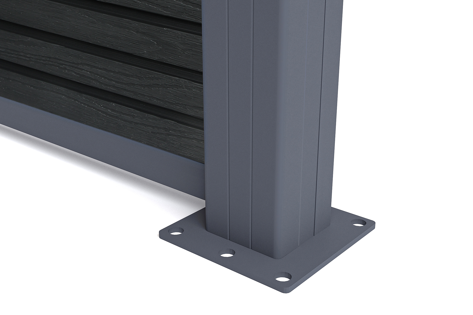10 m hoher PRIEL-Verbundzaun in Holzoptik, 90 cm hoch, auf grauen Bodenplatten 11