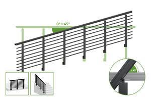 Balustradă din aluminiu gri antracit, 380 cm, pentru montare pe perete cu accesorii - KORAB 5