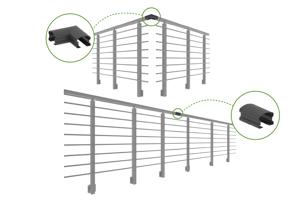 Balustradă din aluminiu gri antracit, 380 cm, pentru montare pe perete cu accesorii - KORAB 7