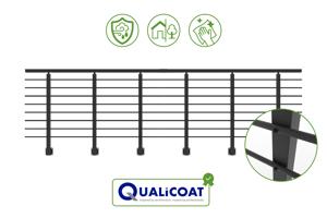 Balustradă din aluminiu gri antracit, 380 cm, pentru montare pe perete cu accesorii - KORAB 9
