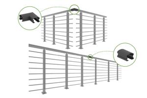 Balustradă din aluminiu gri antracit, 1140 cm, pentru montare pe podea cu accesorii - KORAB 9
