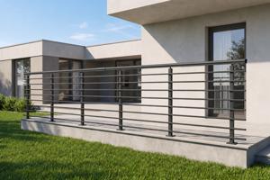 Balustradă din aluminiu gri antracit, 1140 cm, pentru montare pe podea cu accesorii - KORAB 4