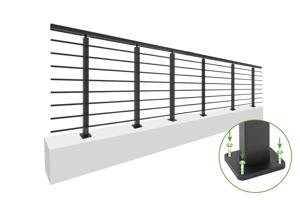 Balustradă din aluminiu gri antracit, 1140 cm, pentru montare pe podea cu accesorii - KORAB 6