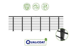 Balustradă din aluminiu gri antracit, 1140 cm, pentru montare pe podea cu accesorii - KORAB 11