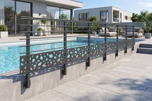 Balustradă din aluminiu gri antracit, 1140 cm, pentru montare pe perete cu accesorii - model cu pietricele KORAB SUNNY 9