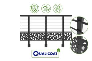 Balustradă din aluminiu gri antracit, 1140 cm, pentru montare pe perete cu accesorii - model cu pietricele KORAB SUNNY 10