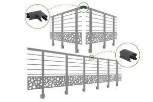 Balustradă din aluminiu gri antracit, 1140 cm, pentru montare pe perete cu accesorii - model cu pietricele KORAB SUNNY 8