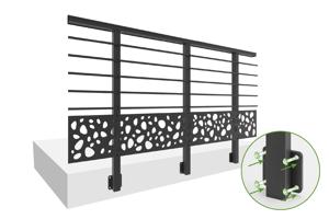 Balustradă din aluminiu gri antracit, 1140 cm, pentru montare pe perete cu accesorii - model cu pietricele KORAB SUNNY 6