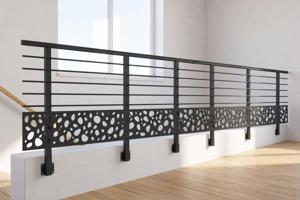 Balustradă din aluminiu gri antracit, 1140 cm, pentru montare pe perete cu accesorii - model cu pietricele KORAB SUNNY 7