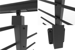 Balustradă din aluminiu gri antracit, 1140 cm, pentru montare pe perete cu accesorii - model cu pietricele KORAB SUNNY 11