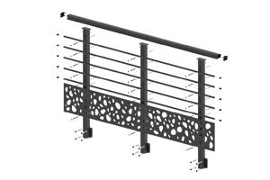 Balustradă din aluminiu gri antracit, 1140 cm, pentru montare pe perete cu accesorii - model cu pietricele KORAB SUNNY 12